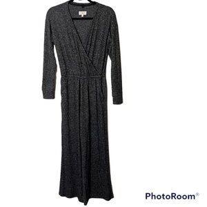 Lou & GRey brushmarl wrap style front jumpsuit stretchy pockets wide leg XS